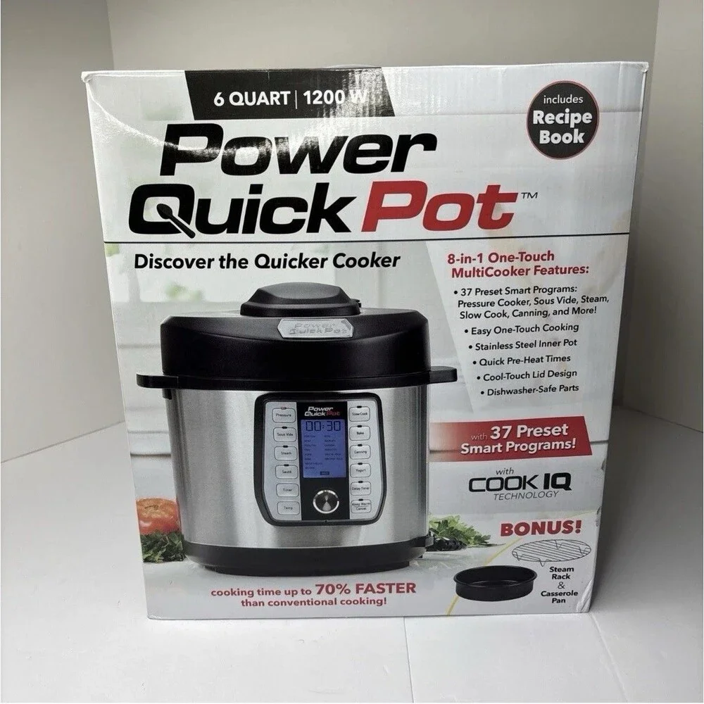 POWER QUICK POT 6 Quart 1200 Watt Stainless 8 in 1 One Touch Multi Cooker